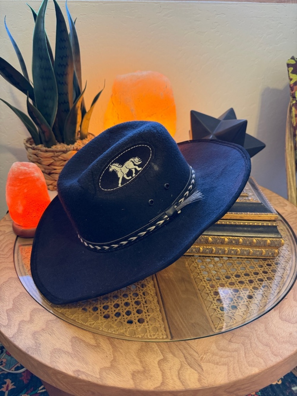 Men's Black Western Felt Cowboy Hat with Braided Band - Picture 1 of 8